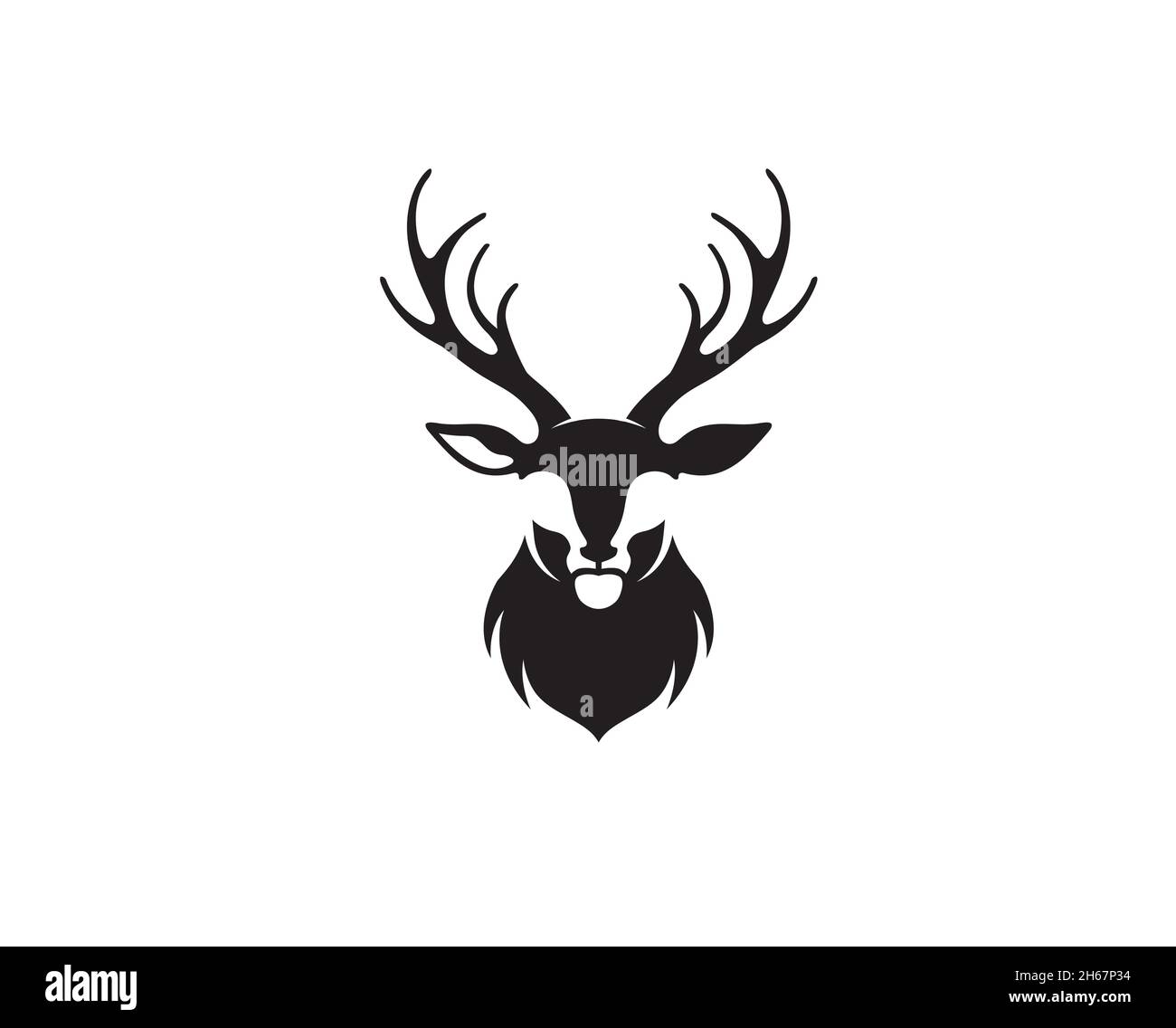 Creative Black Deer Goat Head Logo Design Vector Symbol Icon Design