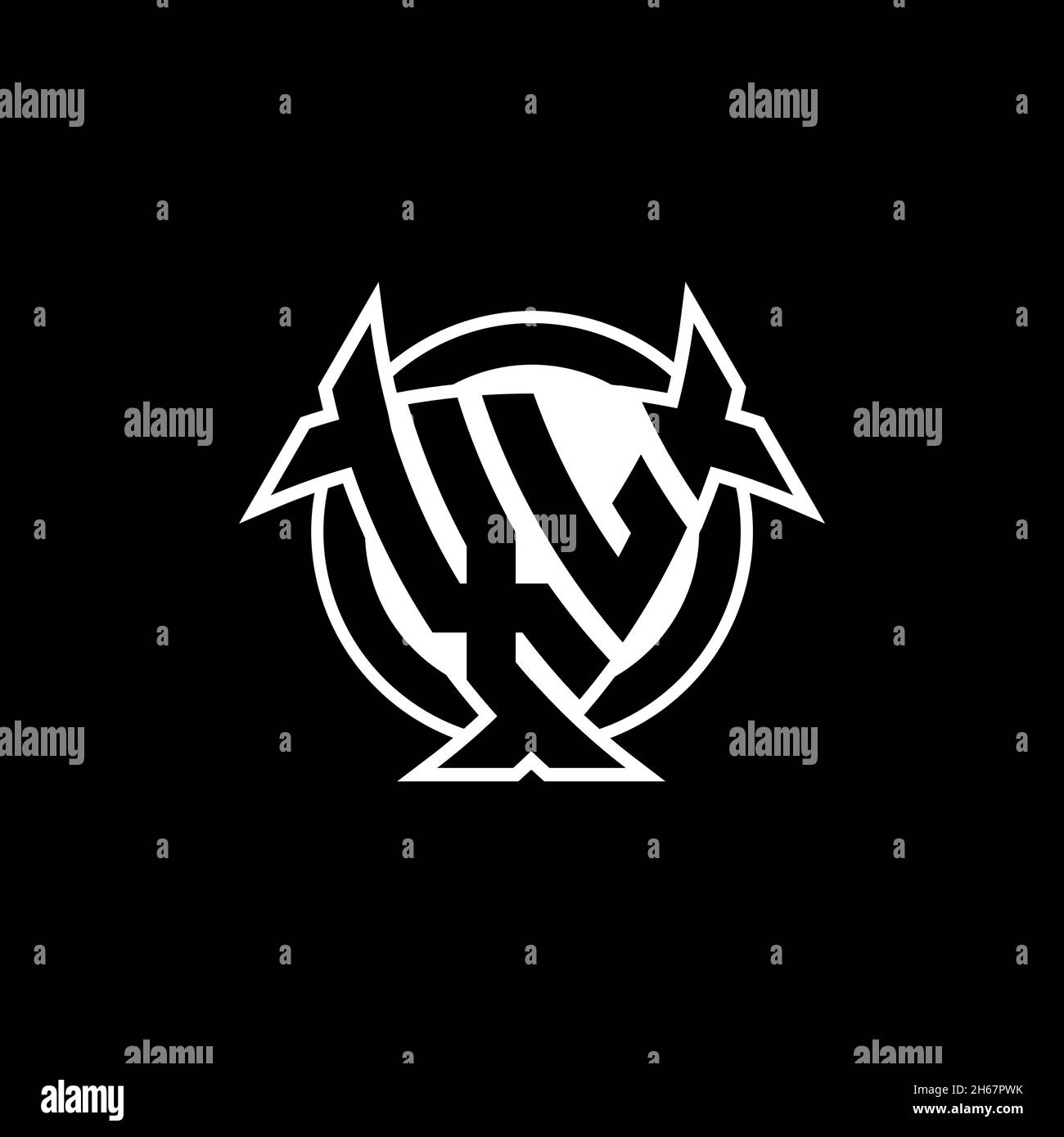 XL Monogram logo letter with triangle shield and circle shape style ...