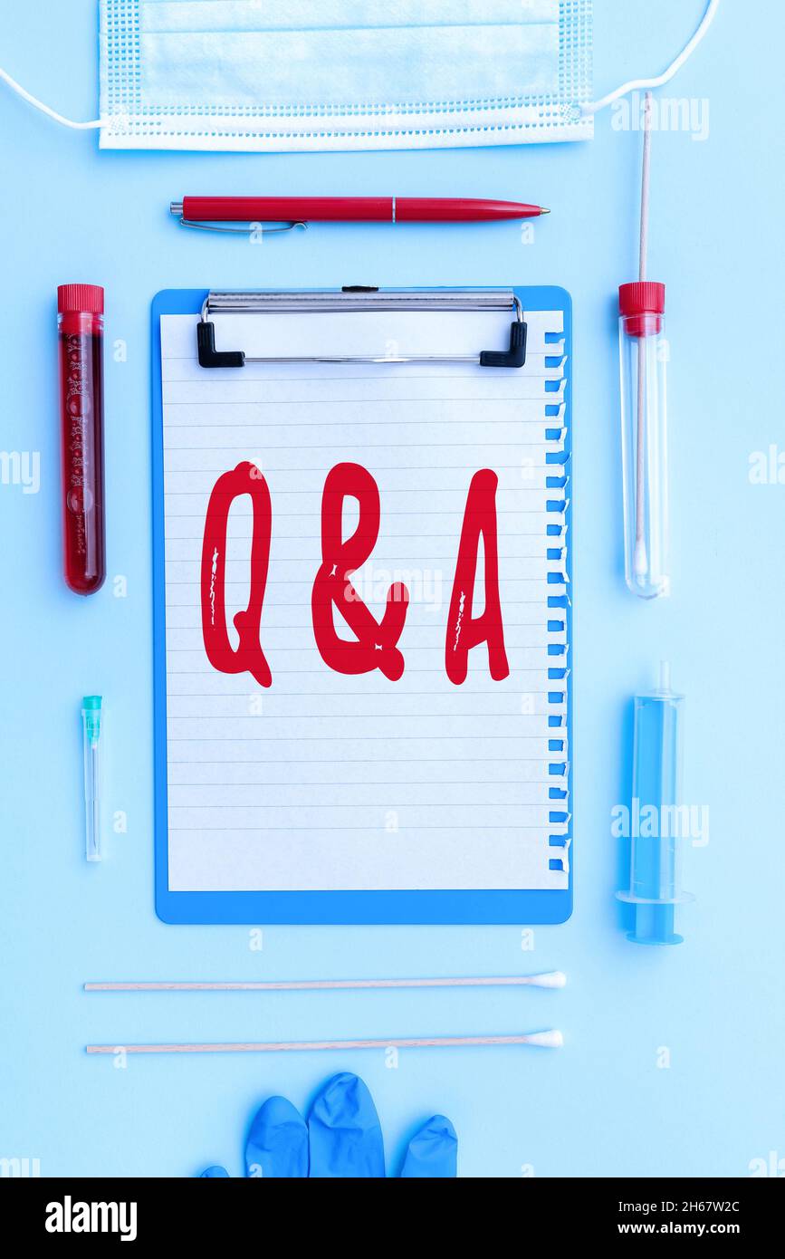 Inspiration showing sign Q And A. Business concept in which person asks ...