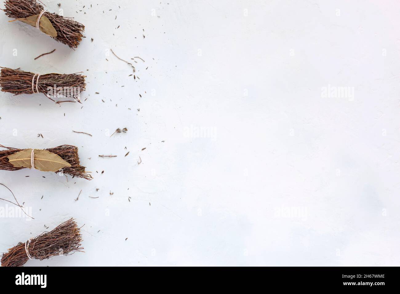 dry bouquet garni on the white background, copyspace Stock Photo Alamy