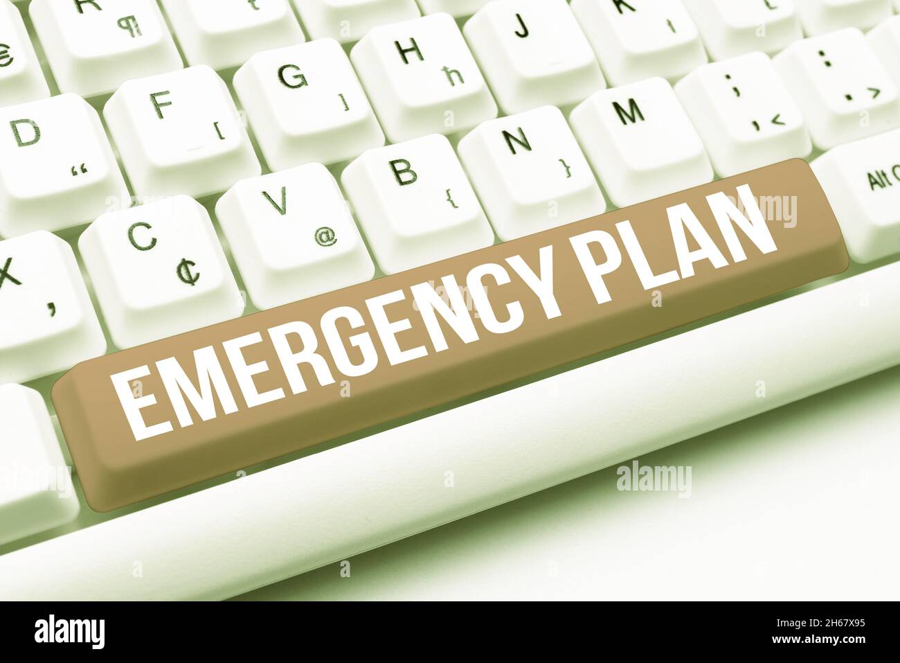 Hand writing sign Emergency Plan. Internet Concept procedures for handling sudden or unexpected situations Typing Program Functional Descriptions Stock Photo
