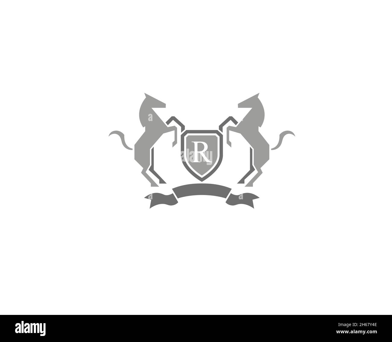 creative heraldic horse shield logo Vector Symbol Icon Design Illustration Stock Vector