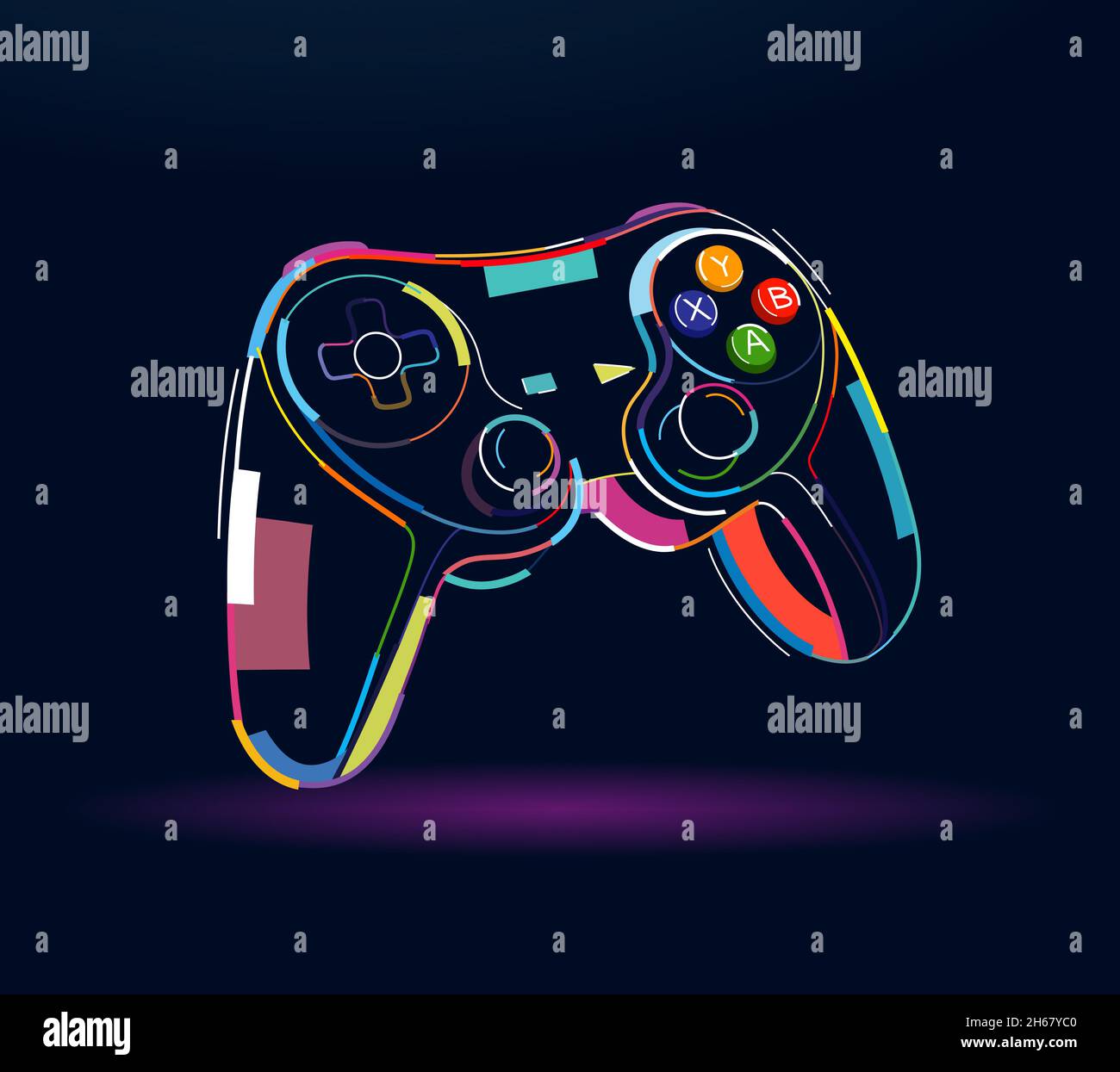 Wireless game joystick controller gamepad, wireless gamepad, abstract,  colorful drawing. Vector illustration of paints Stock Vector Image & Art -  Alamy