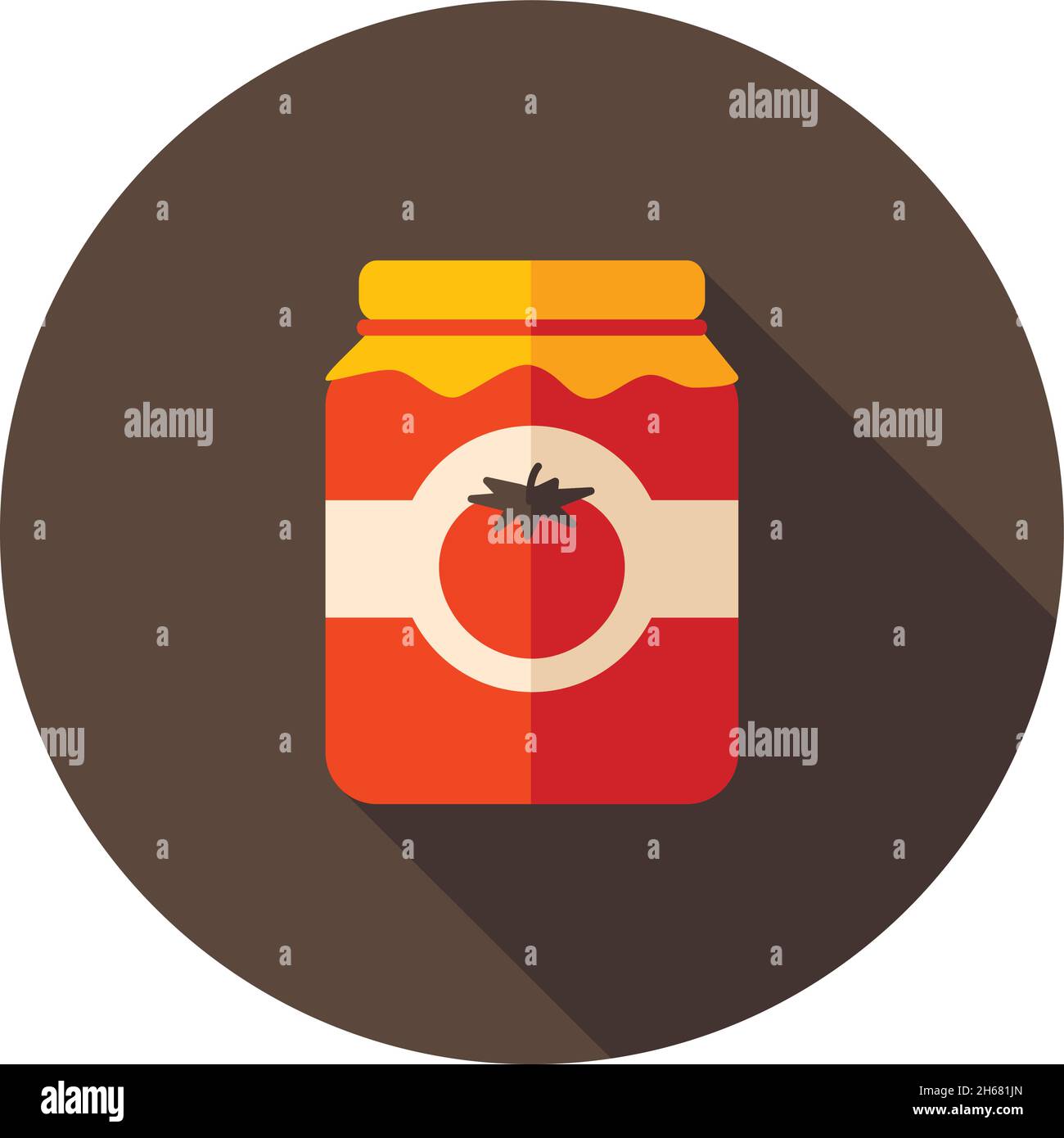 Tomato canned flat icon with long shadow, eps 10 Stock Vector