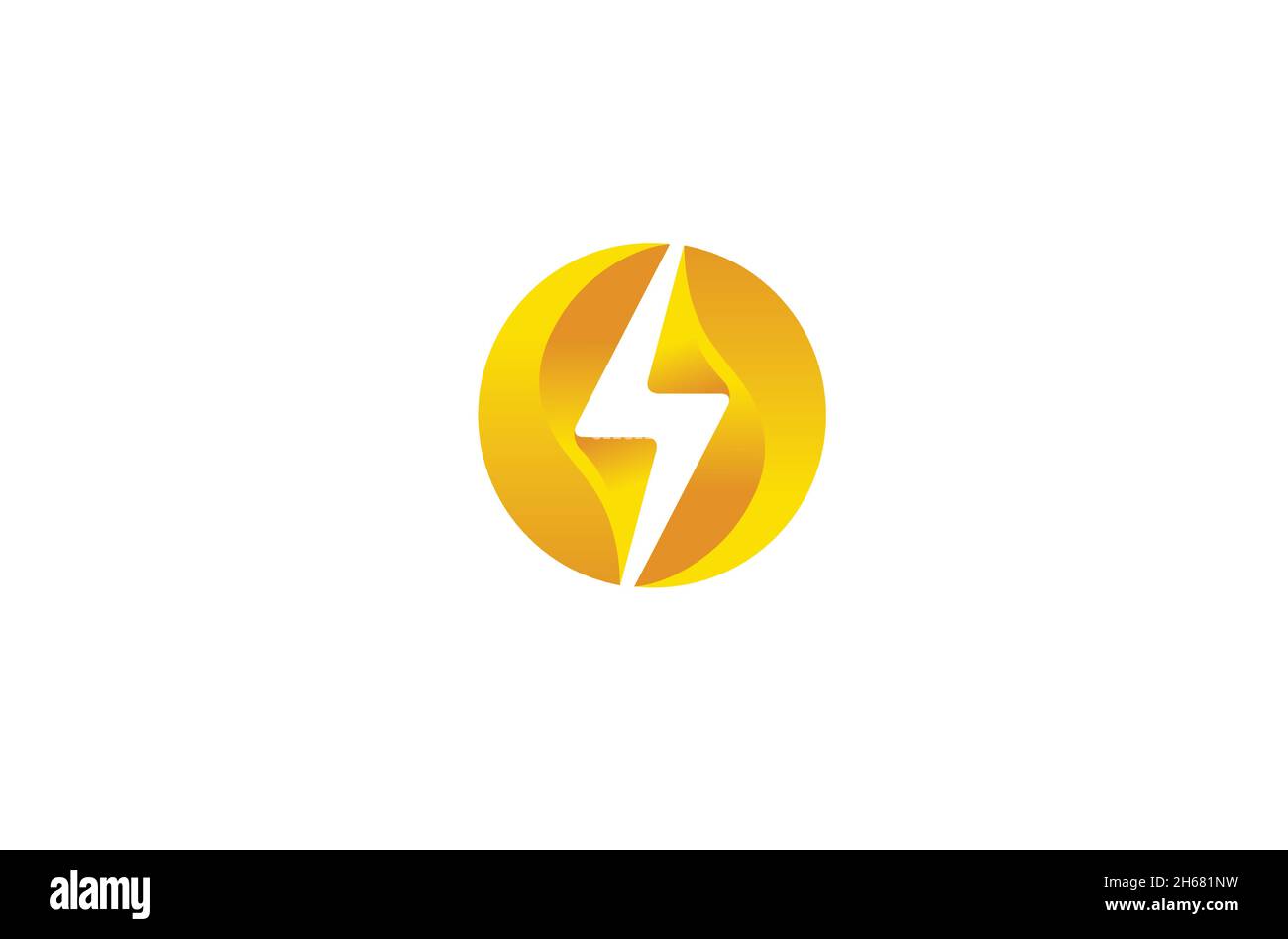 Flash Golden Circle Thunder Logo Vector Design Illustration Stock
