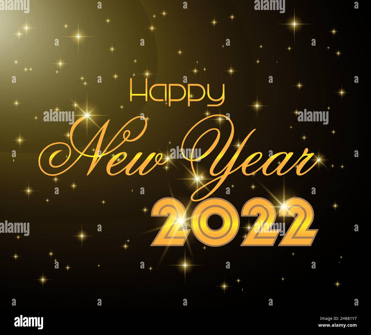 2022 new year effect text with black background, glitter gold effect, galaxy, gift and snake. Happy new year 2022 holiday poster Stock Vector