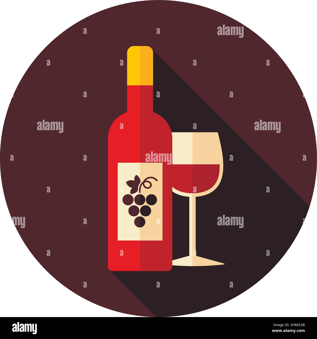 Wine  flat icon with long shadow, eps 10 Stock Vector