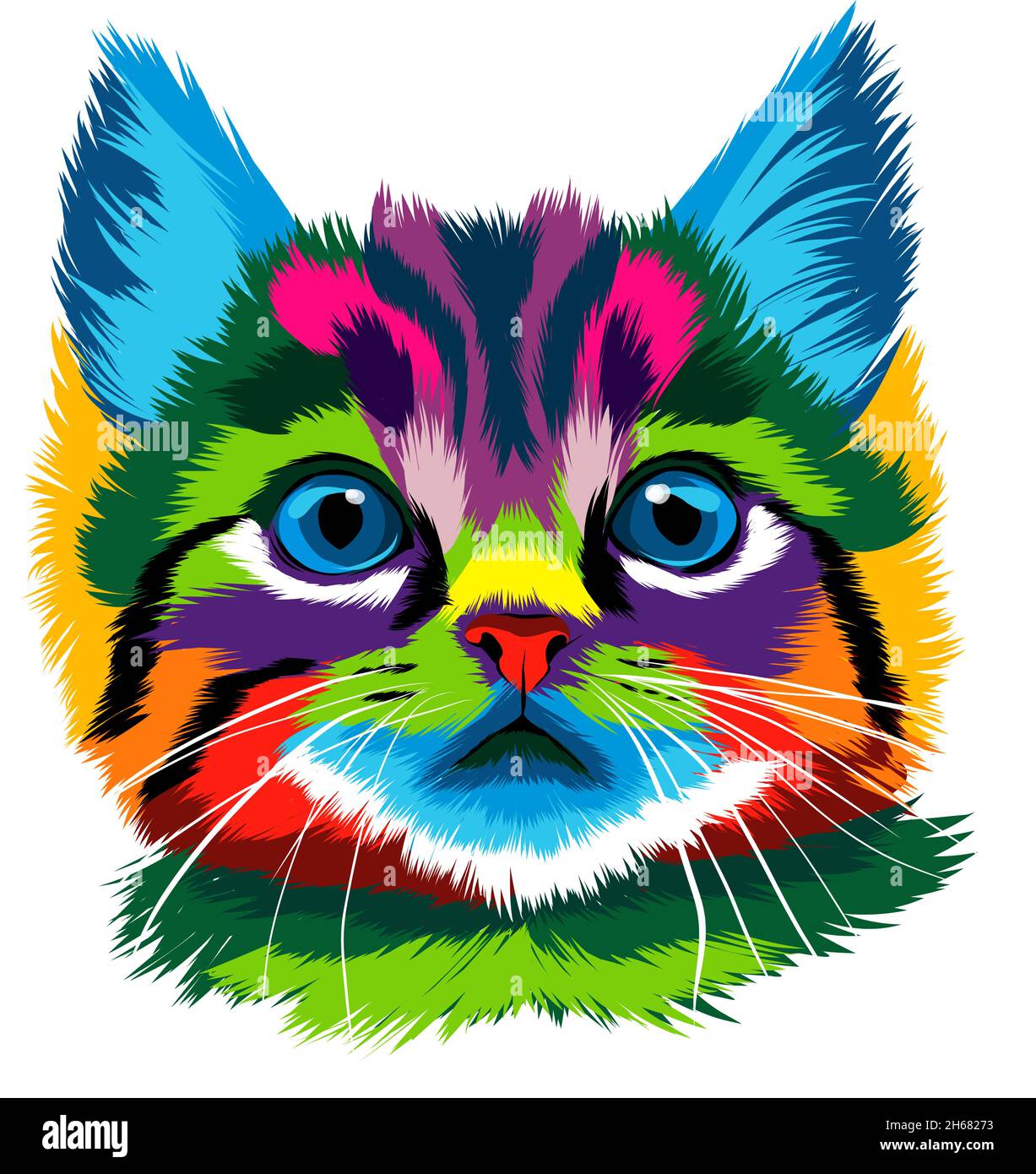 portrait of angry cat. cute grey cat face. vector illustration