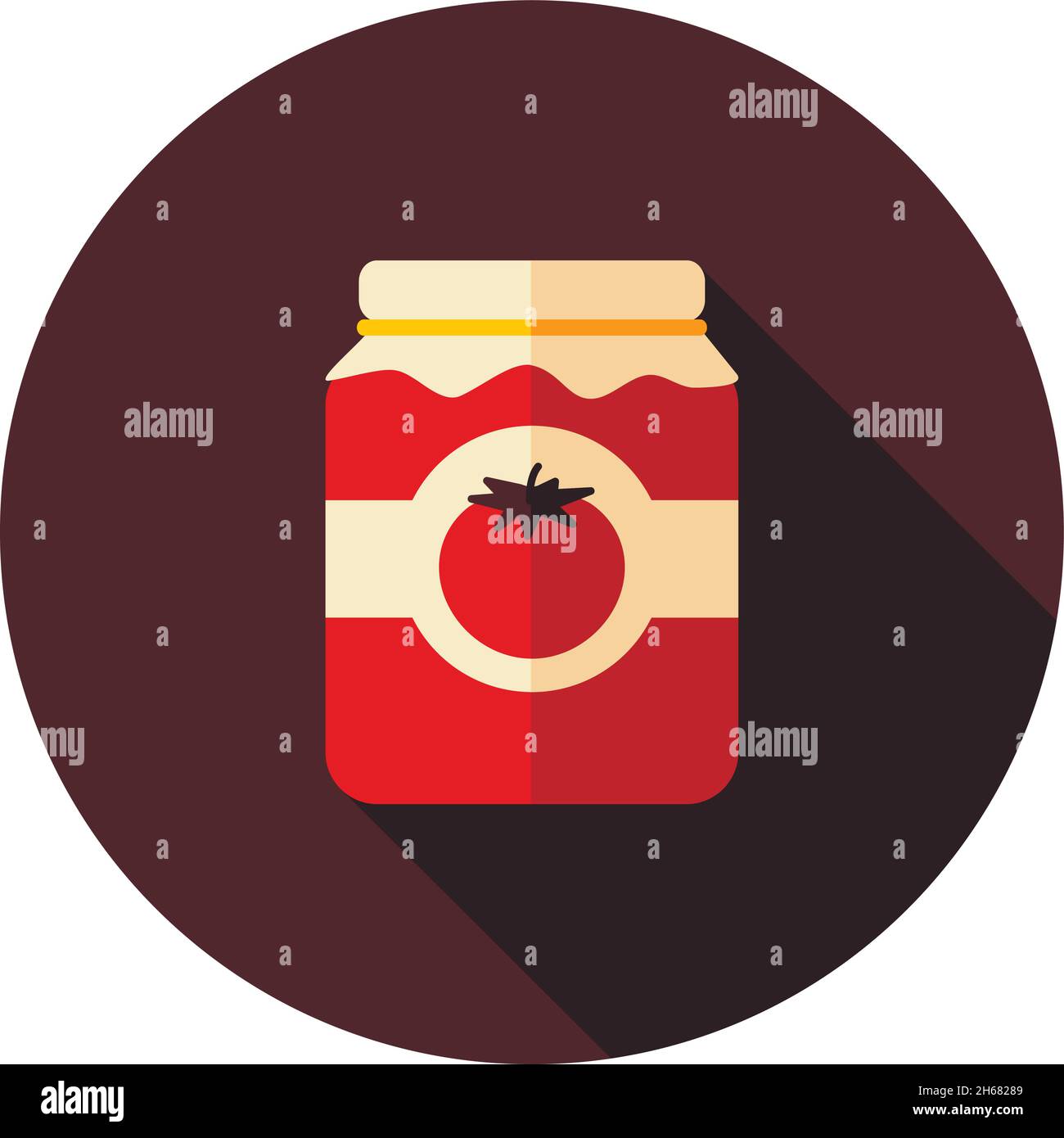 Tomato canned flat icon with long shadow, eps 10 Stock Vector
