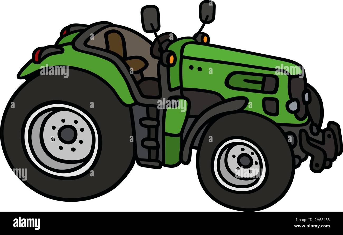 The Vectorized Hand Drawing Of A Green Tractor Stock Vector Image Art Alamy