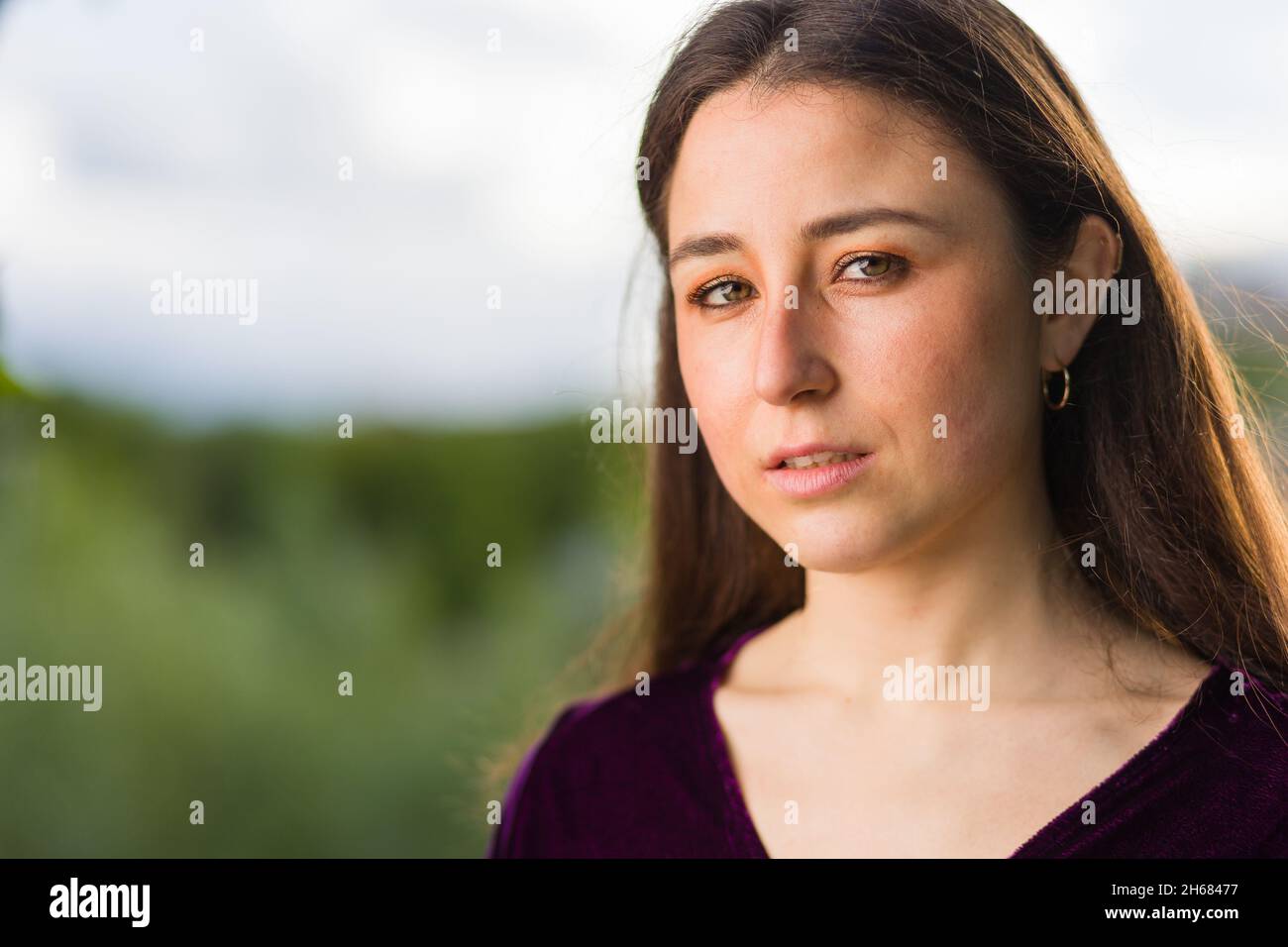 headshot hispanic italian woman. dancer  Stock Photo