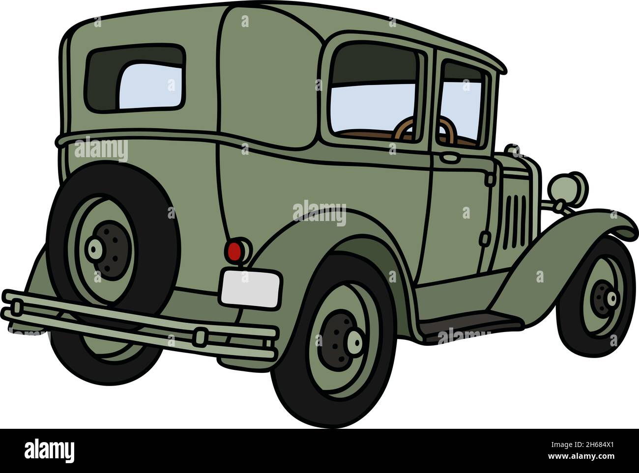 The vectorized hand drawing of a vintage grax car Stock Vector