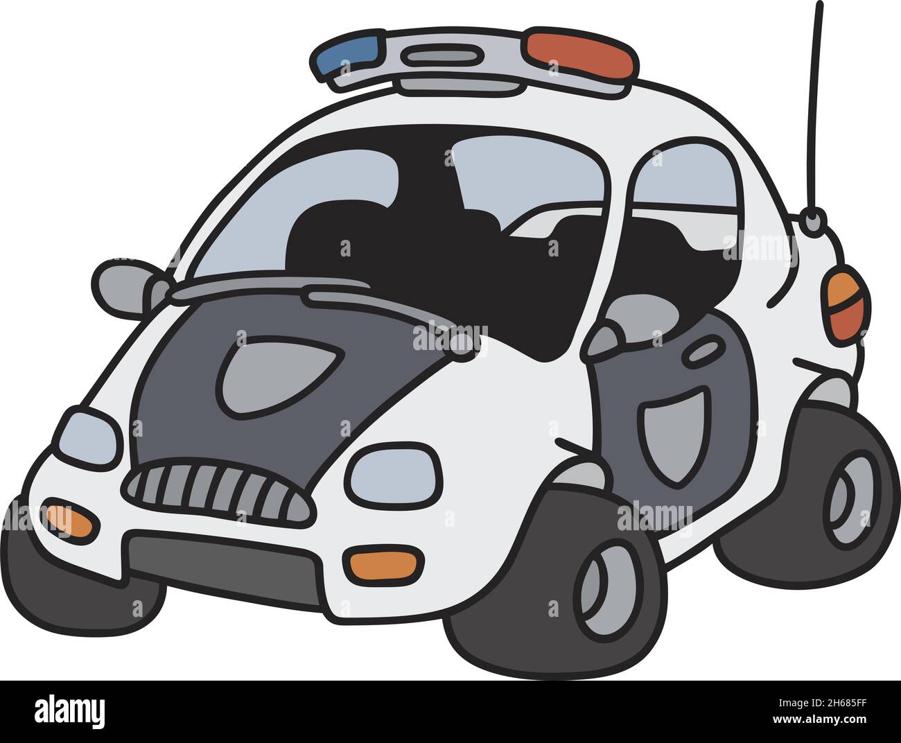 The vectorized hand drawing of a funny police car Stock Vector Image