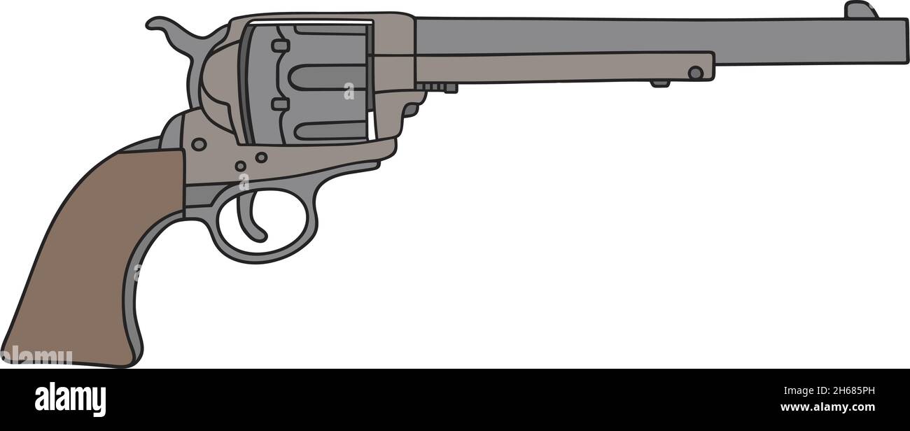 The vectorized hand drawing of a classic american handgun Stock Vector