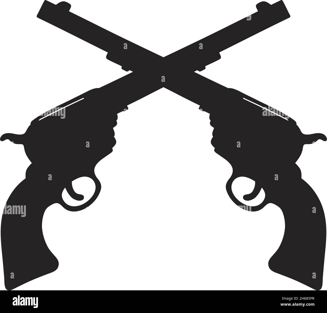 The black silhouette of two classic Wild-West handguns Stock Vector