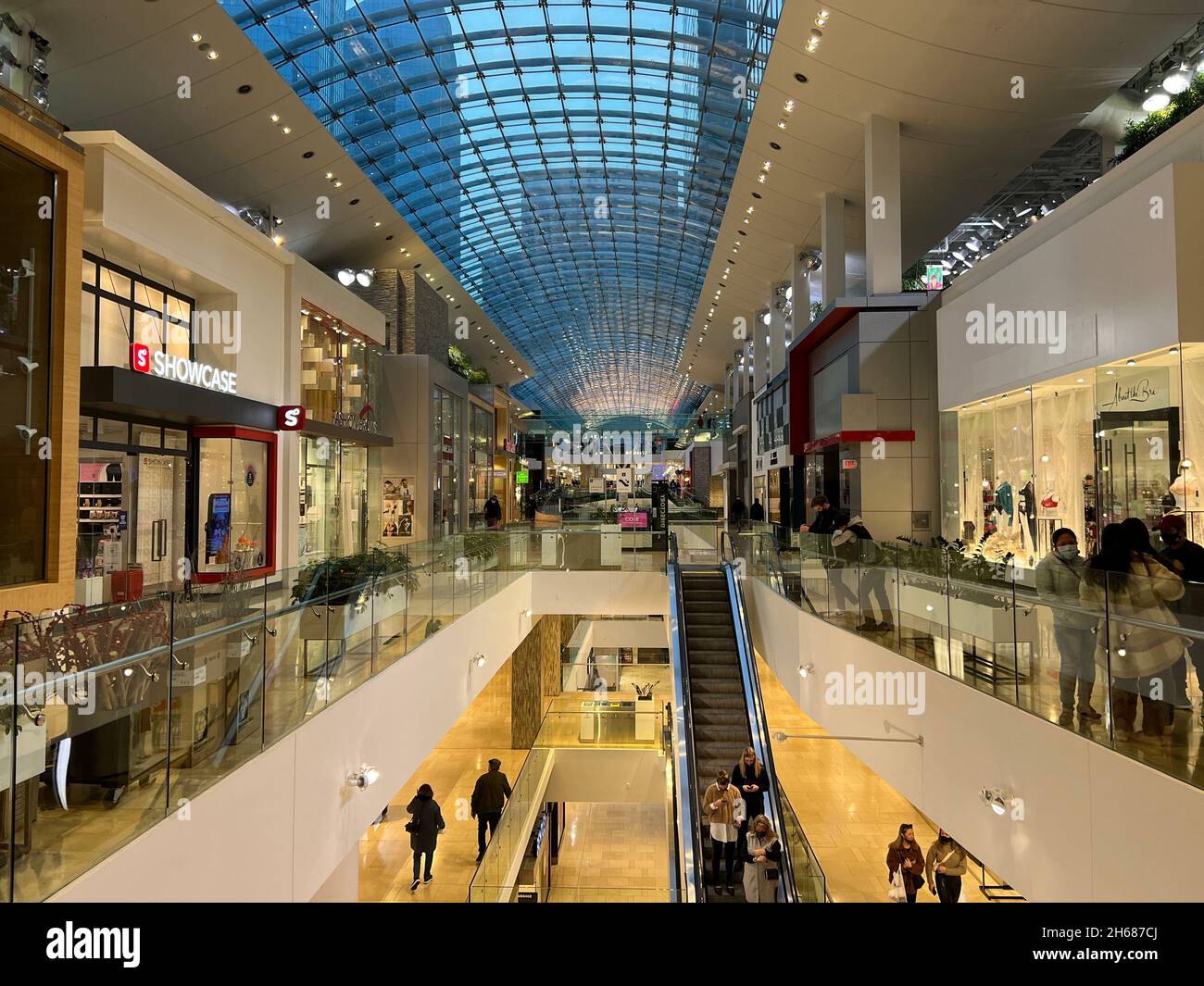Calgary, Alberta,  Canada - November 13, 2021: Calgary Core shopping centre. Popular mall in Calgary Downtown. Stock Photo