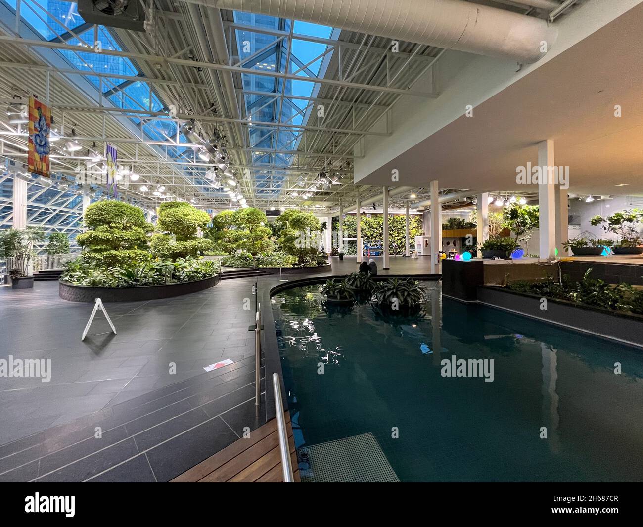 Calgary, Alberta,  Canada - November 13, 2021: Devonian garden in Calgary core. Popular mall in Calgary Downtown. Stock Photo