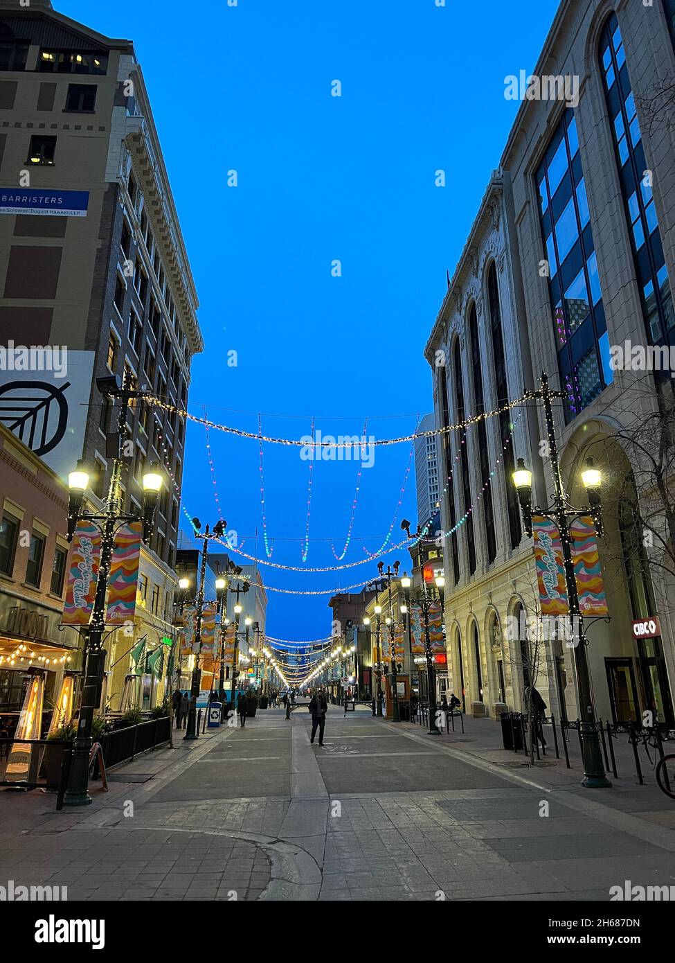 Calgary, Alberta, Canada November 13, 2021 Stephen avenue in Calgary