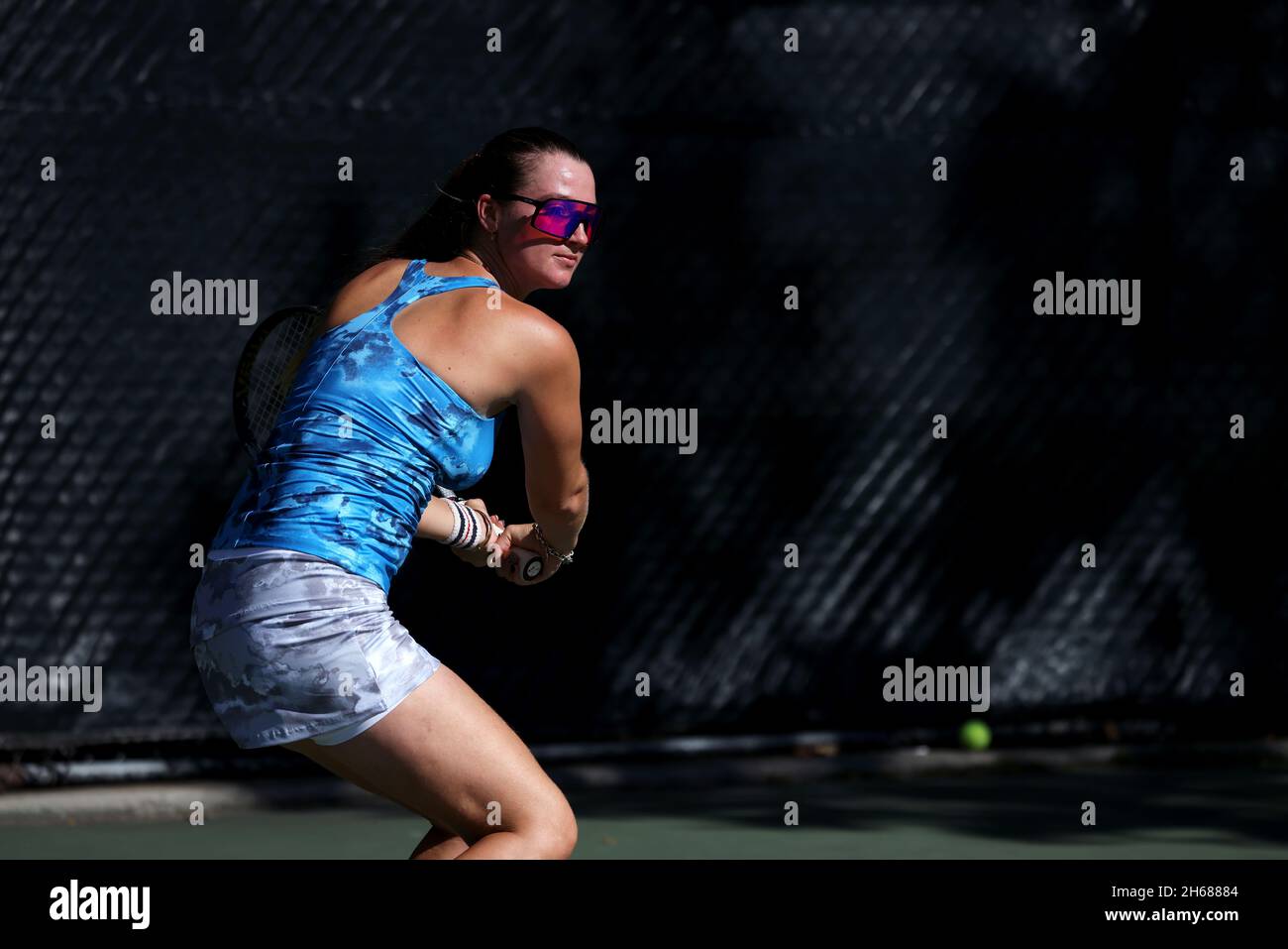 Tennis pro Marina Oetiker, playing at the Downtown Tennis Club, in New