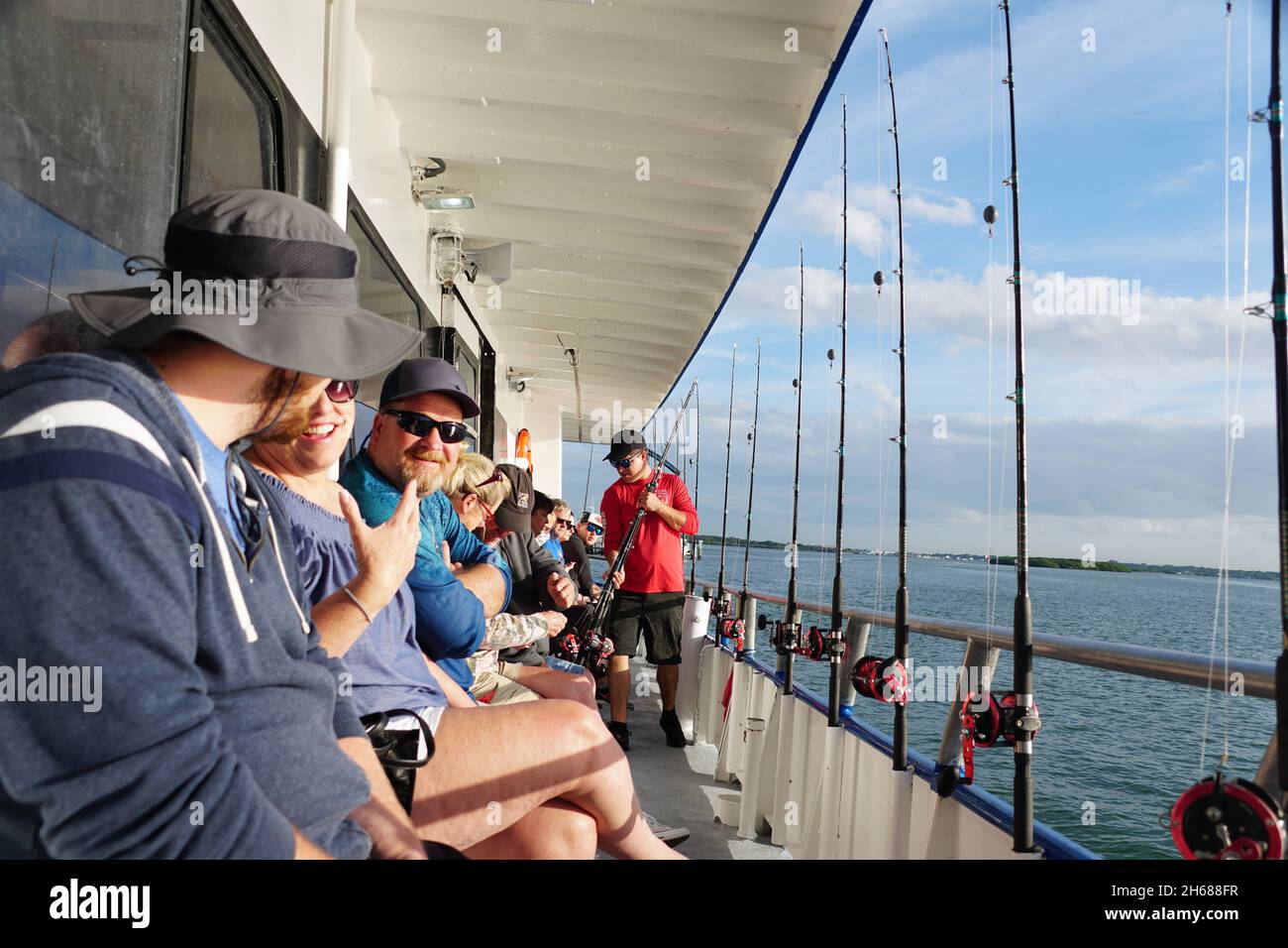 Madeira Beach, Florida, U.S.A - November 10, 2021 - A group of people on the deepsea fishing boat Stock Photo