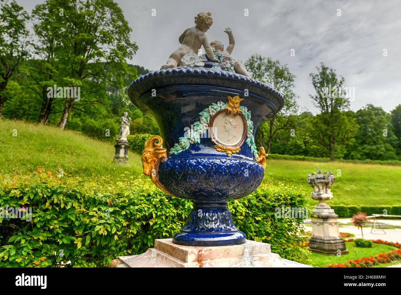 Ettal, Germany - July 5, 2021: Linderhof Palace in Bavaria, Germany, one of the castles of former king Ludwig II. Stock Photo