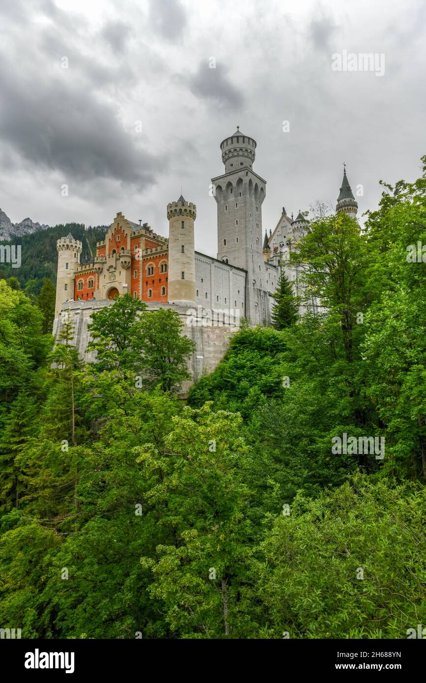 World-famous Neuschwanstein Castle, the nineteenth-century Romanesque ...