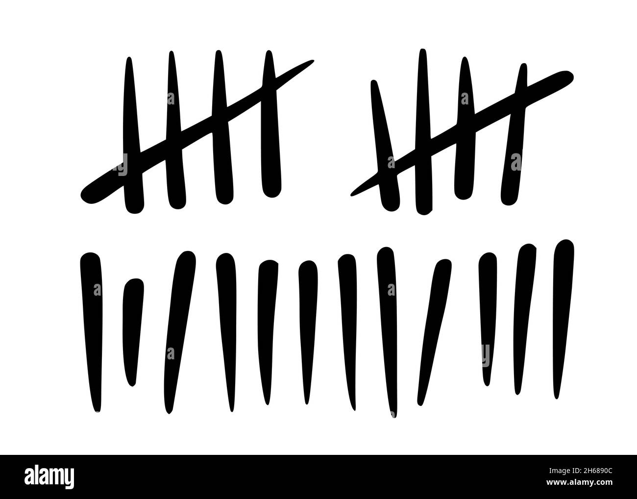 Tally marks to count days in prison. Tally marks for math lessons isolated on white background. Vector illustration Stock Vector