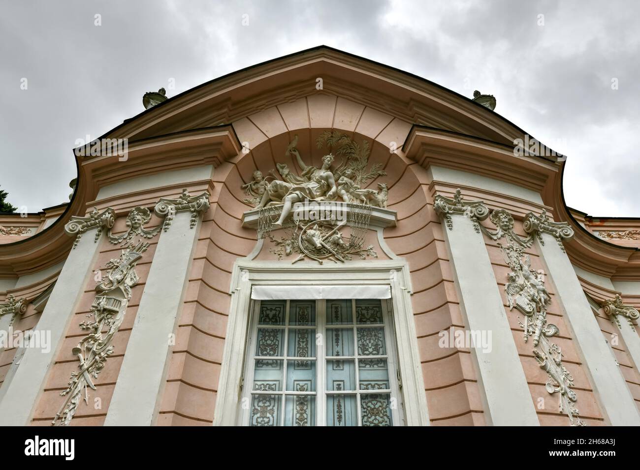 The Amalienburg is an elaborate hunting lodge on the grounds of the Nymphenburg Palace Park, Munich Stock Photo