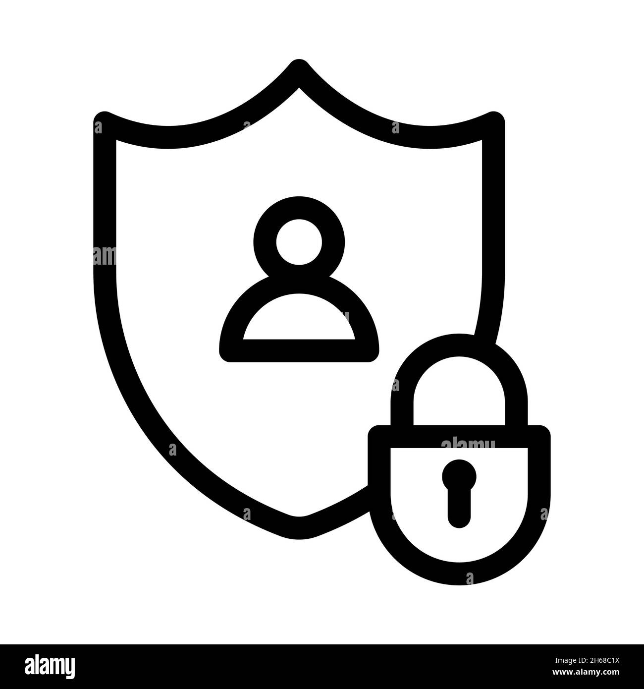 privacy lock security shield single isolated icon with outline style vector illustration Stock