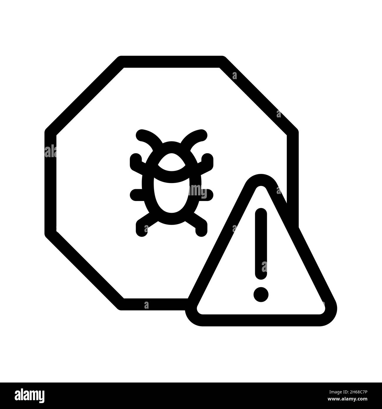 warning sign bug alert danger single isolated icon with outline style