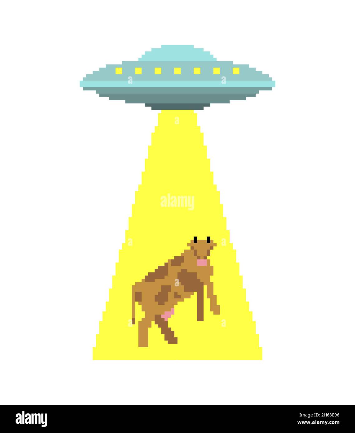 Ufo steals cow pixel art. pixelated Alien flying saucer and cows 8 bit.  Concept of extraterrestrial civilizations and Experiments on another planet  Stock Vector Image & Art - Alamy