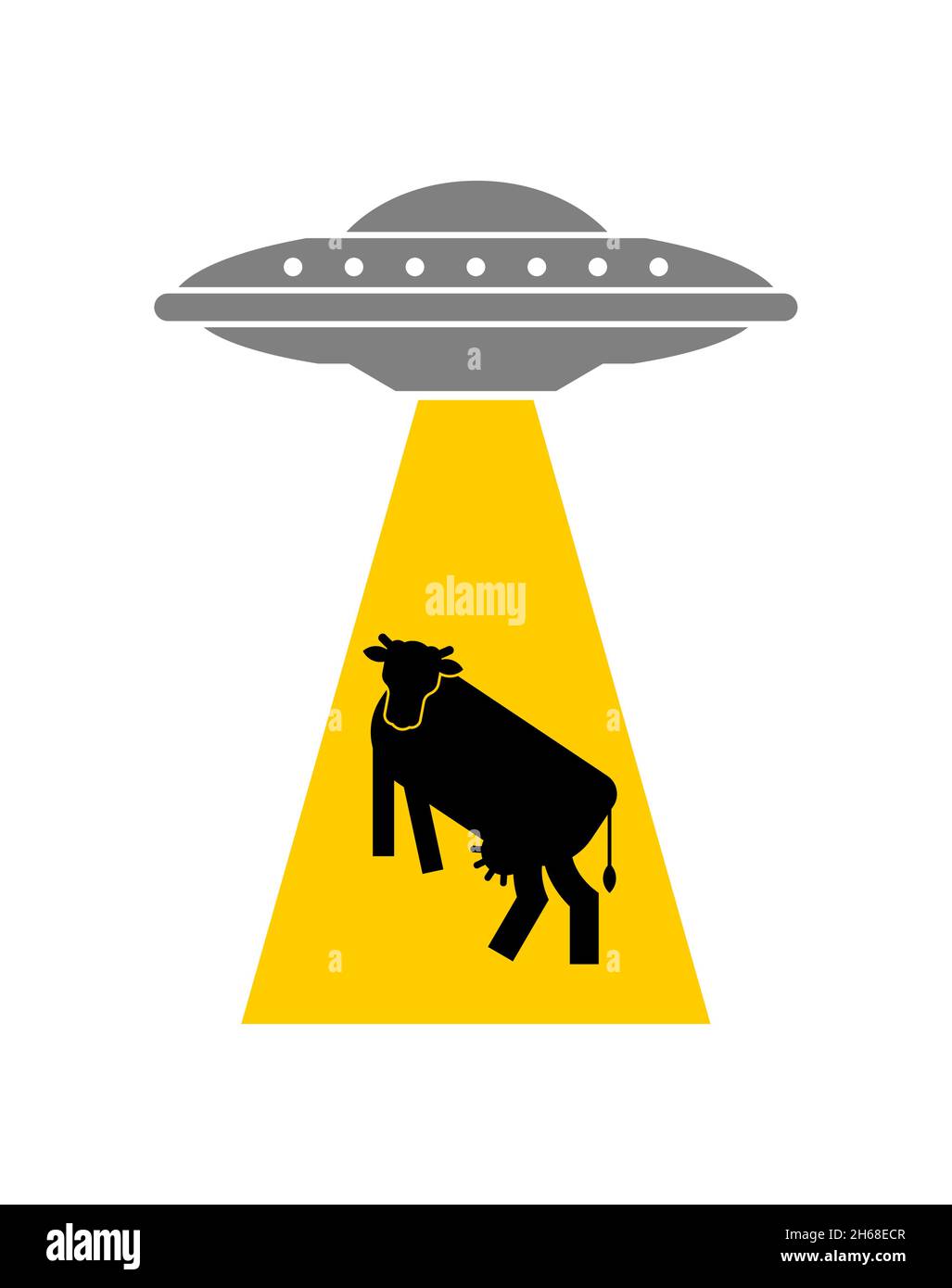 Ufo steals cow pixel art. pixelated Alien flying saucer and cows 8 bit.  Concept of extraterrestrial civilizations and Experiments on another planet  Stock Vector
