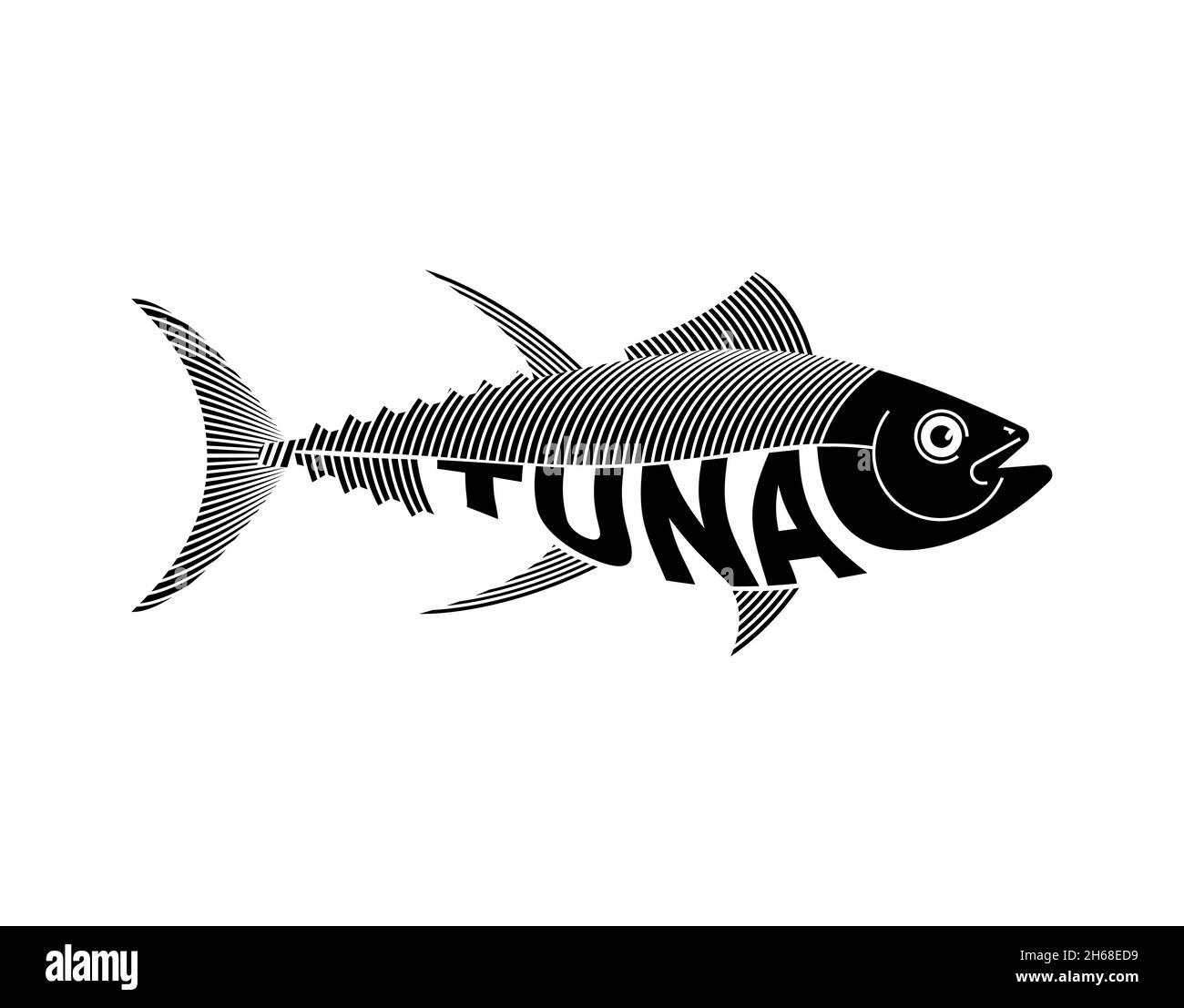 Tuna sign. Icon tunny Seafood fish. Symbol vector illustration Stock