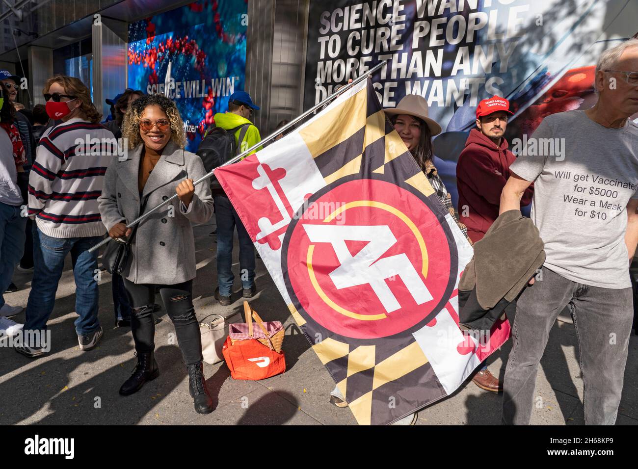 Pfizer Protest New York, United States. 13th Nov, 2021. People associated with the far ...