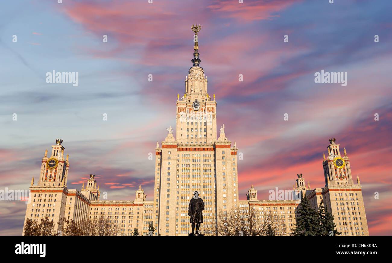The Main building of Lomonosov Moscow State University on Sparrow Hills ...