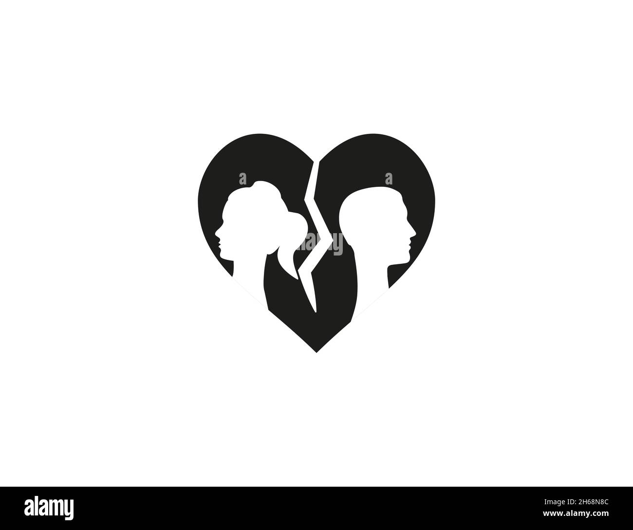 Vector illustration. Flat design. Couple broken heart icon Stock Vector