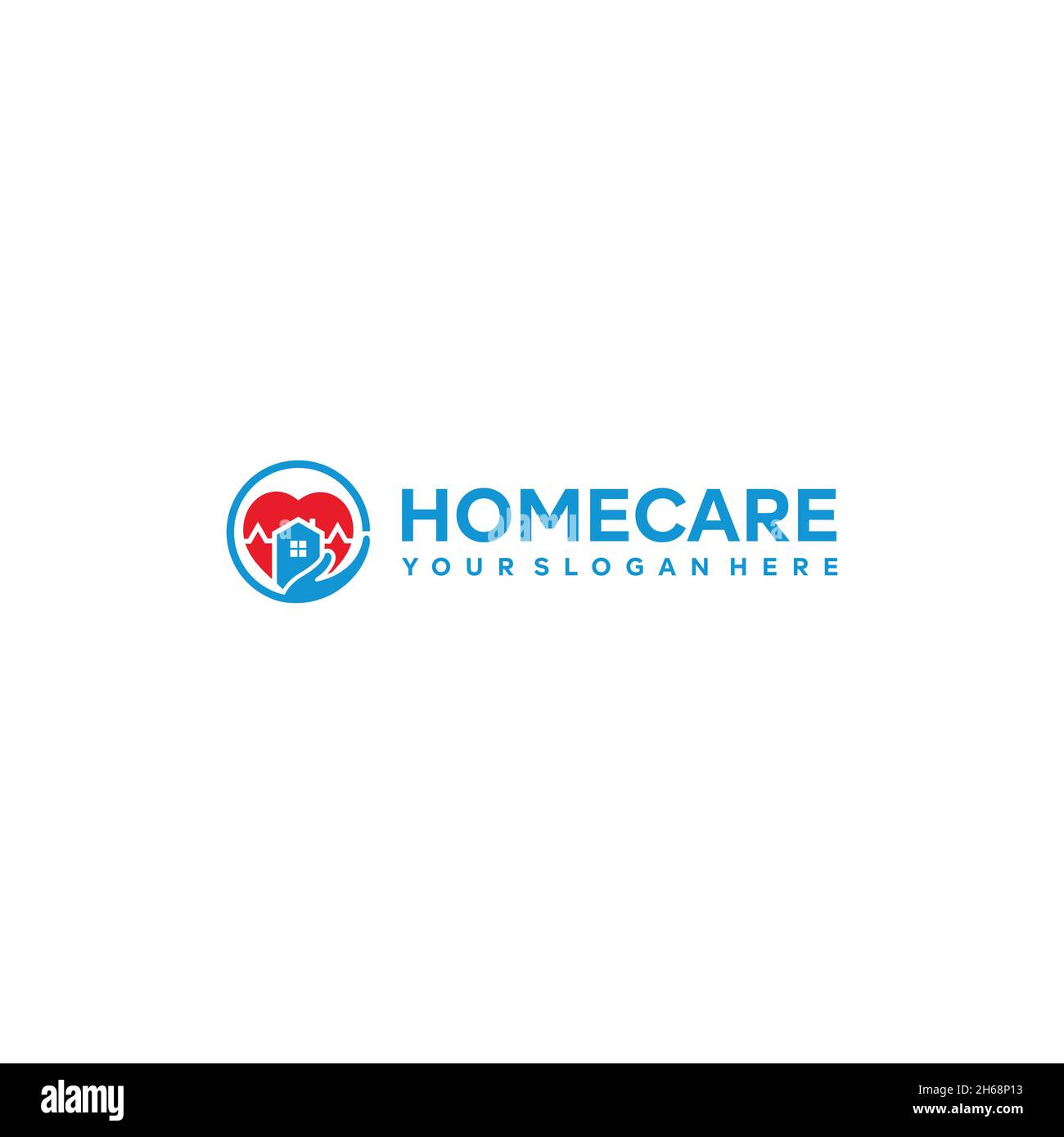 modern HOMECARE heart building hand logo design Stock Vector