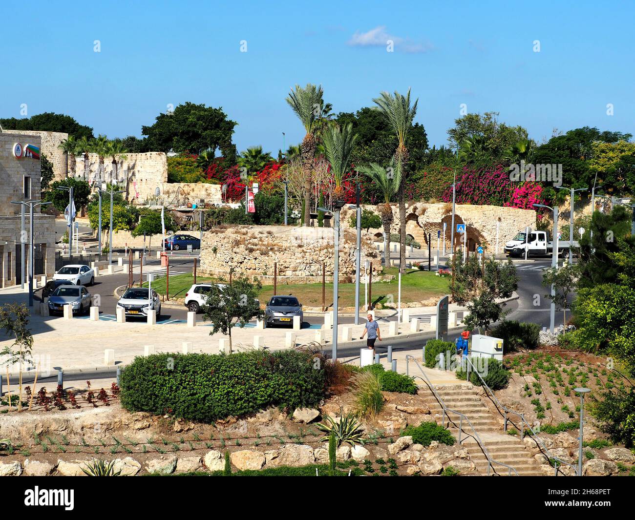A beautiful square in the old city of Akko in Israel. Stock Photo