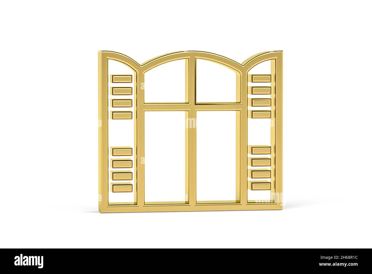 Golden 3d window icon isolated on white background - 3d render Stock ...