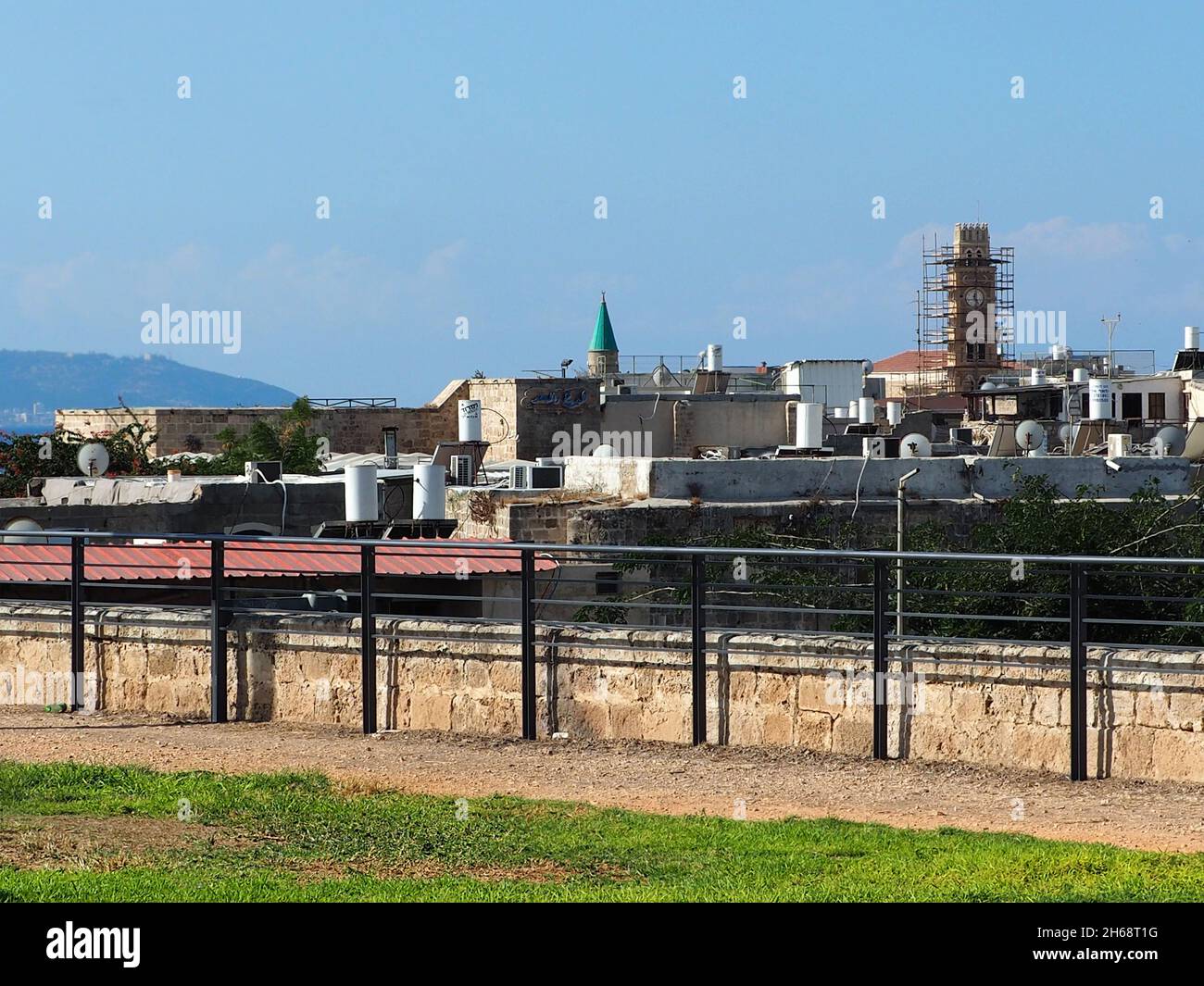 Fragment of the old city of Akko. View of the rooftops. Stock Photo