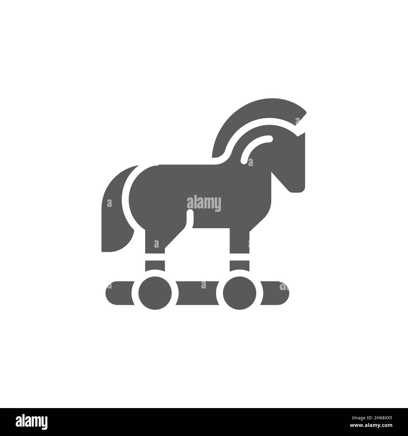 horse, trojan, attack, malware, software, computer, virus, toy, wooden, wheel, wheels, silhouette, domestic, isolated, illustration, symbol, animal, i Stock Vector