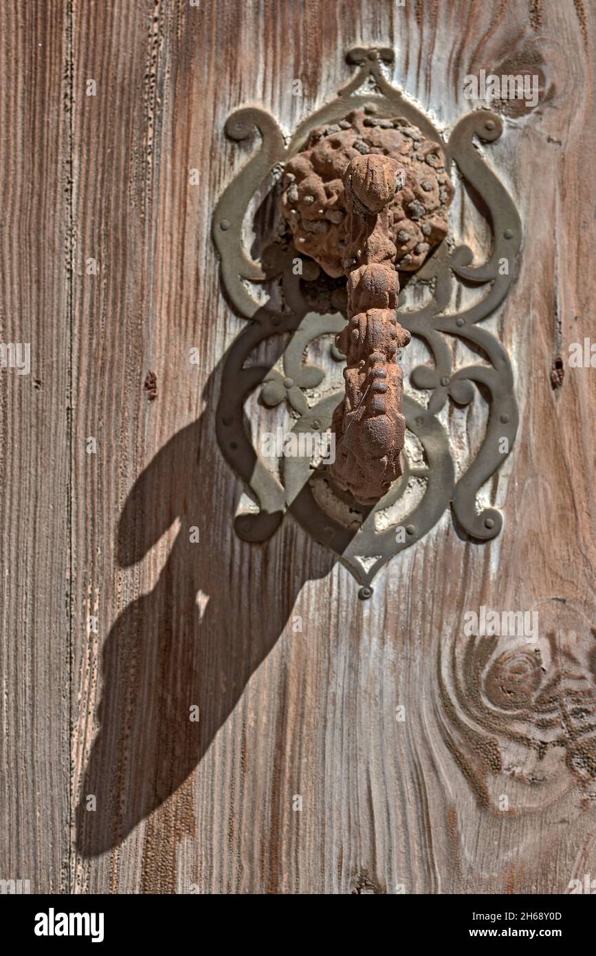 Traditional iron knocker. Faura. Comunitat Valenciana. Stock Photo