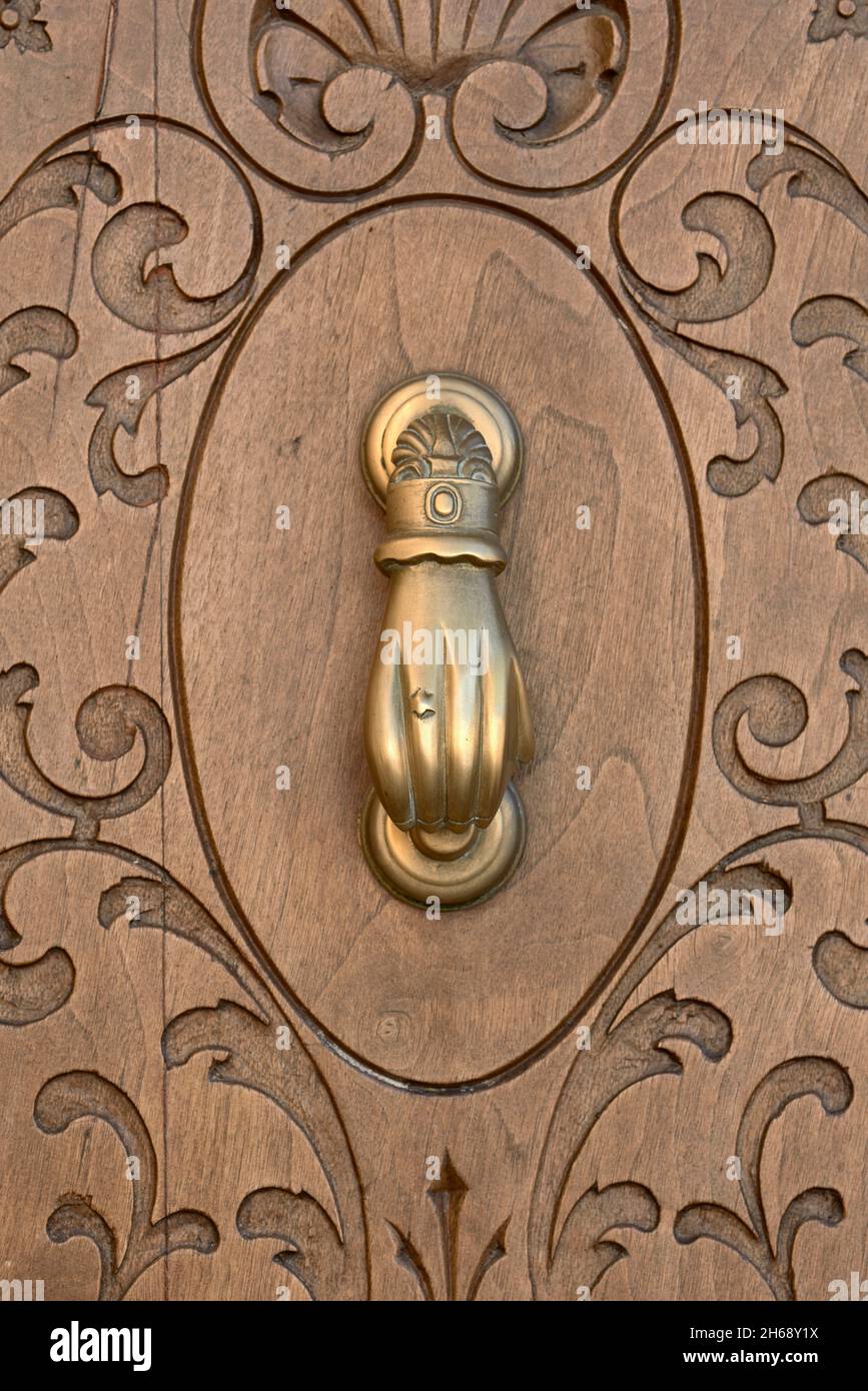 Traditional bronze knocker. Benavites. Comunitat Valenciana. Stock Photo