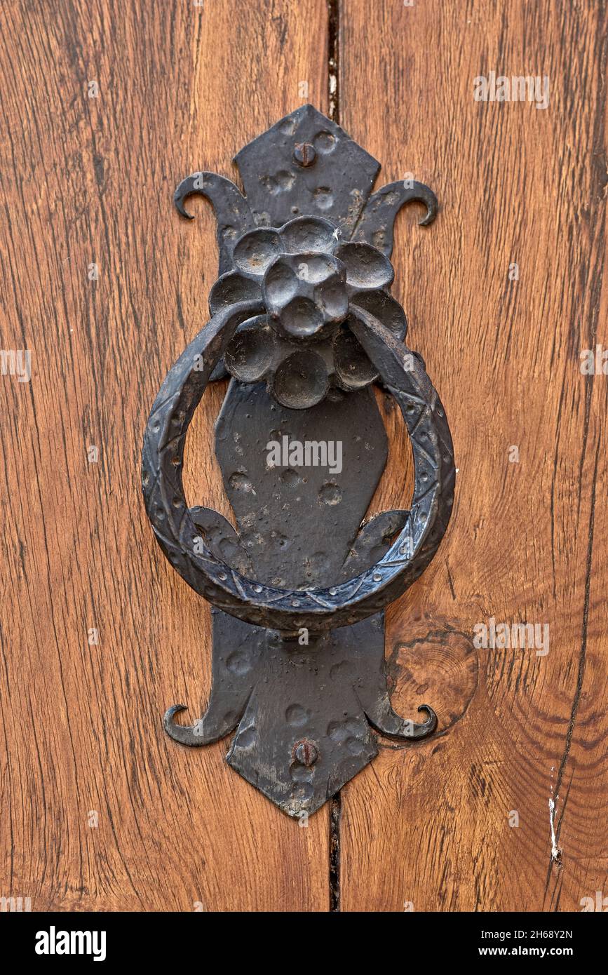 Traditional iron knocker. Benavites. Comunitat Valenciana. Stock Photo