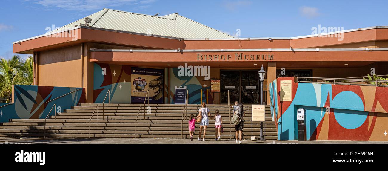 Honolulu, Hawaii - Oct 31, 2021-Entrance to the Bishop Museum. Stock Photo