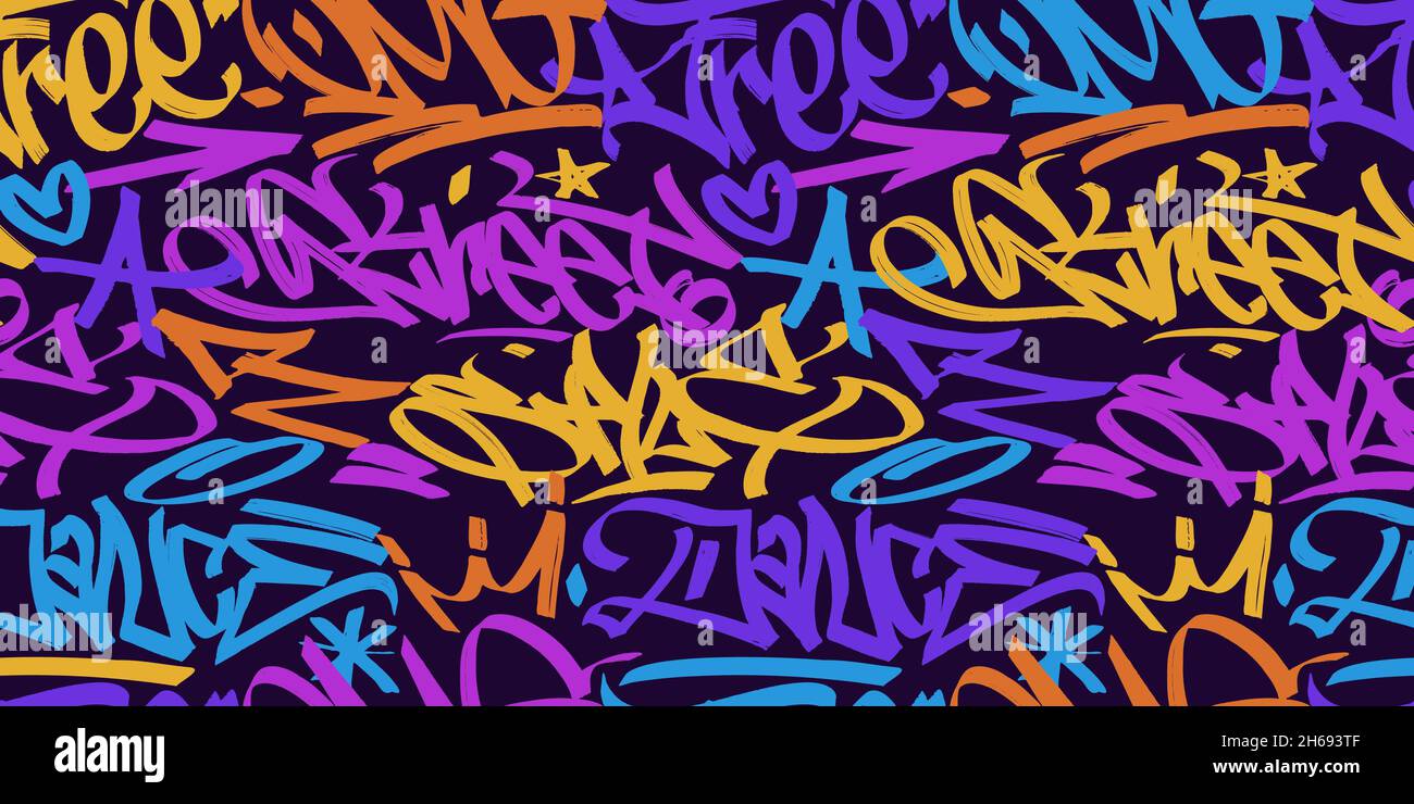multicolored graffiti background with marker letters Stock Vector