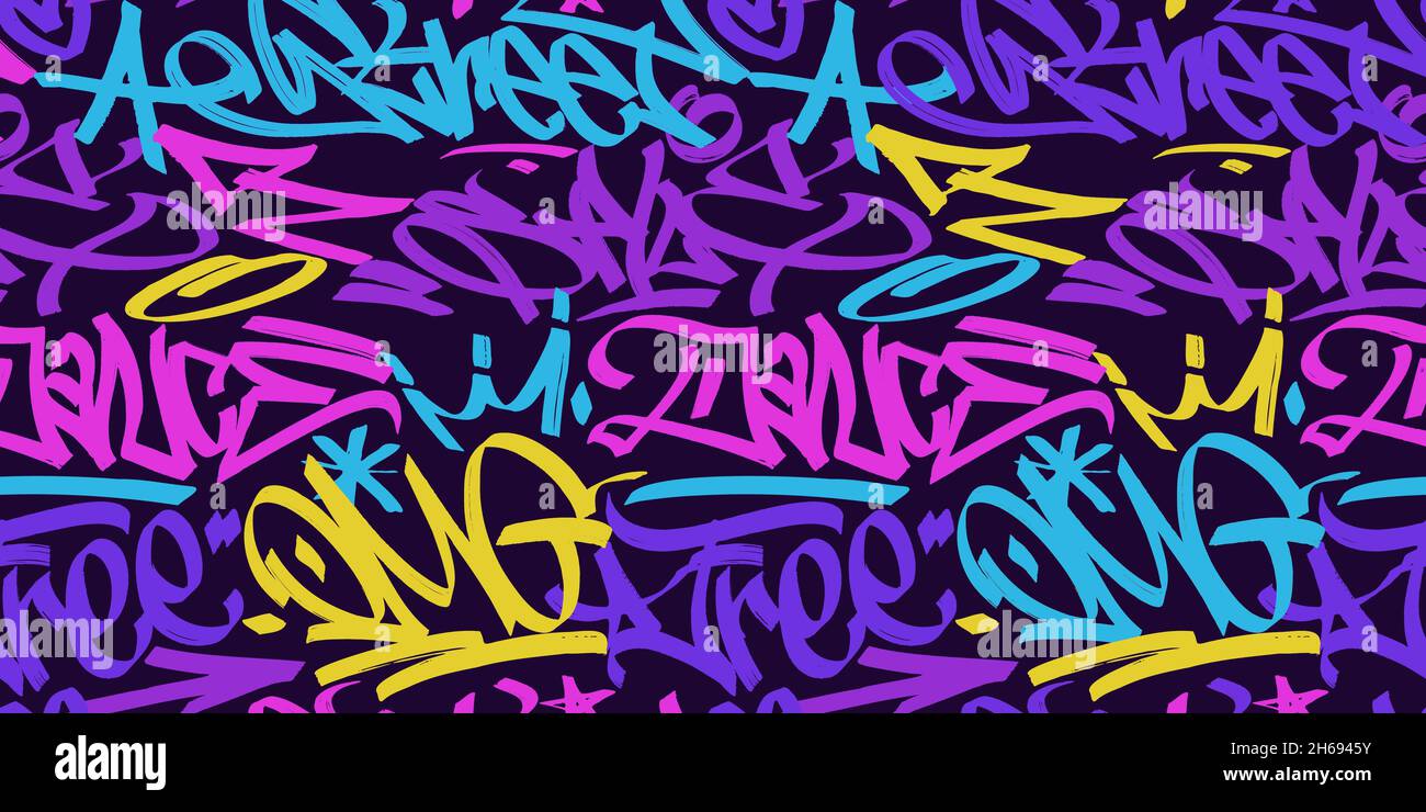 multicolored graffiti background with marker letters Stock Vector