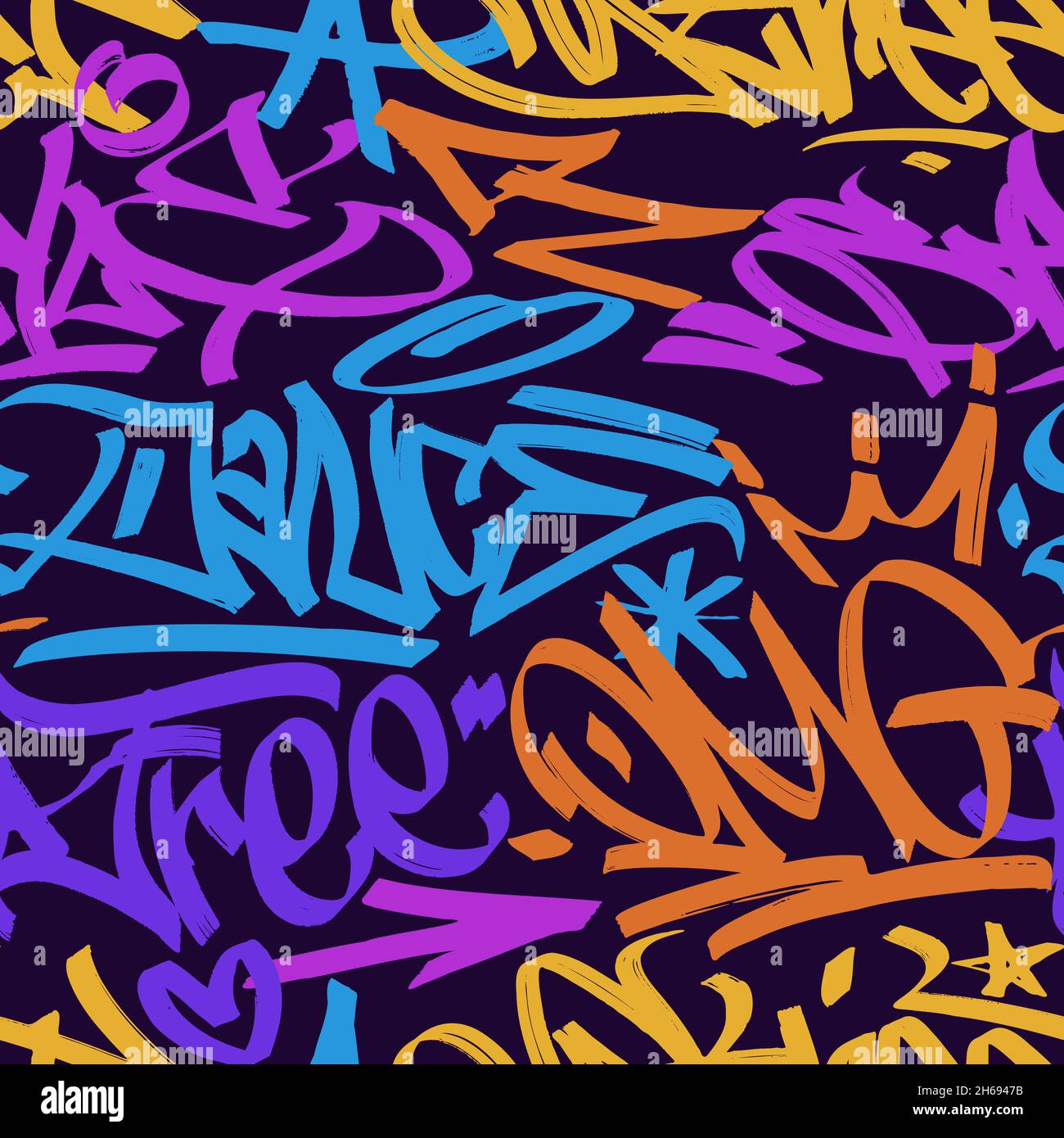 multicolored graffiti background with marker letters Stock Vector