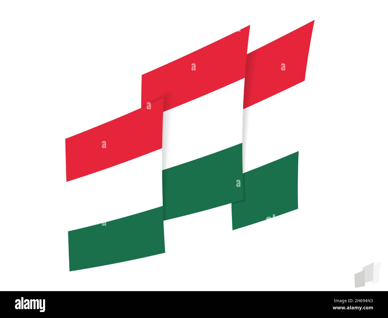 Hungary flag in an abstract ripped design. Modern design of the Hungary flag. Vector icon. Stock Vector