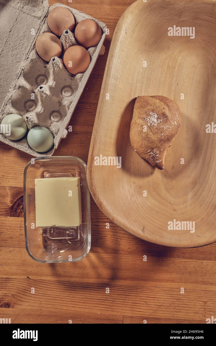 Morning breakfast on wooden table Stock Photo